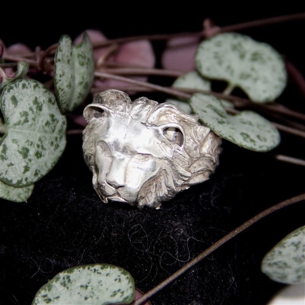 Sterling Silver Lion Head Statement Ring 925 Size 10 Mens Band Animal Jewelry